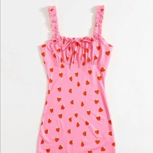 Pink strawberry print dress